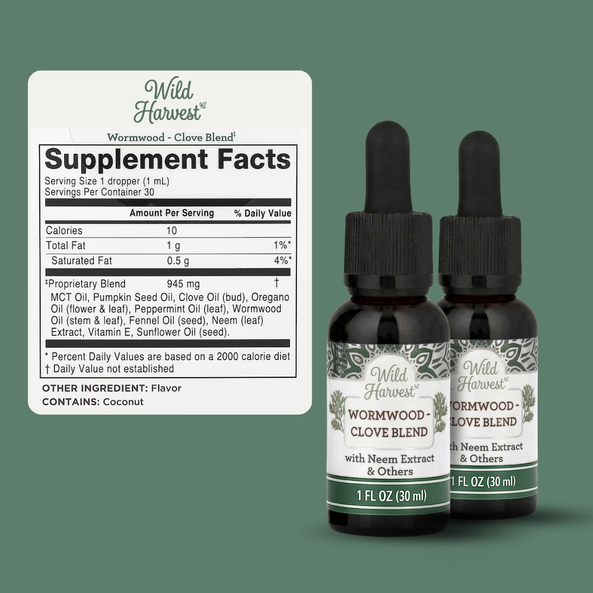 Wild Harvest® Wormwood & Clove Drops - Natural Herbal Parasite Cleanse for a Cleaner, Healthier Gut