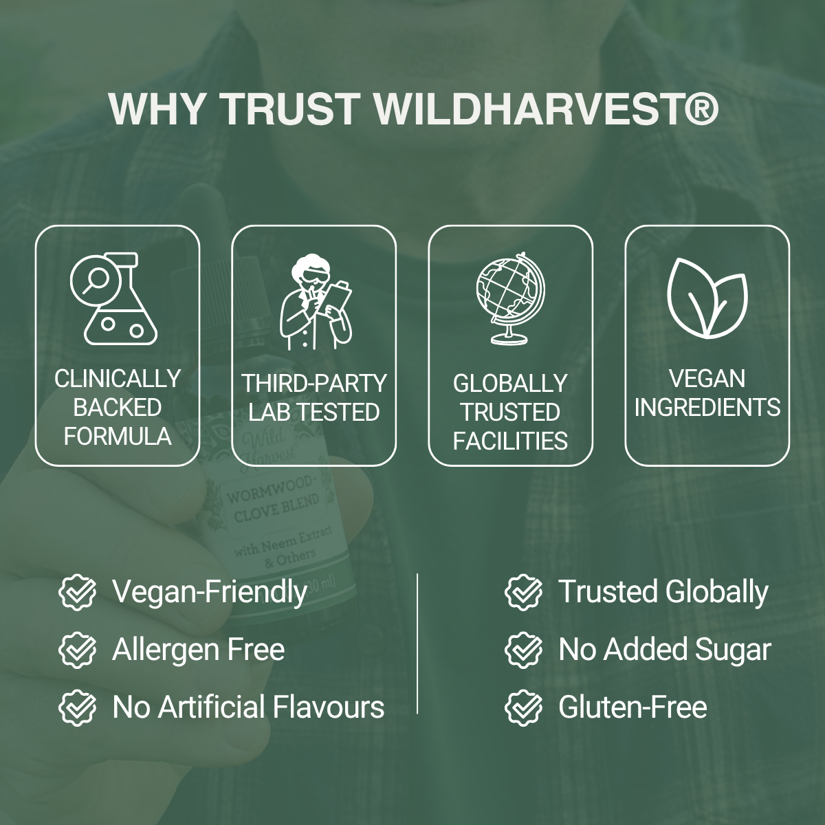Wild Harvest® Wormwood & Clove Drops - Natural Herbal Parasite Cleanse for a Cleaner, Healthier Gut