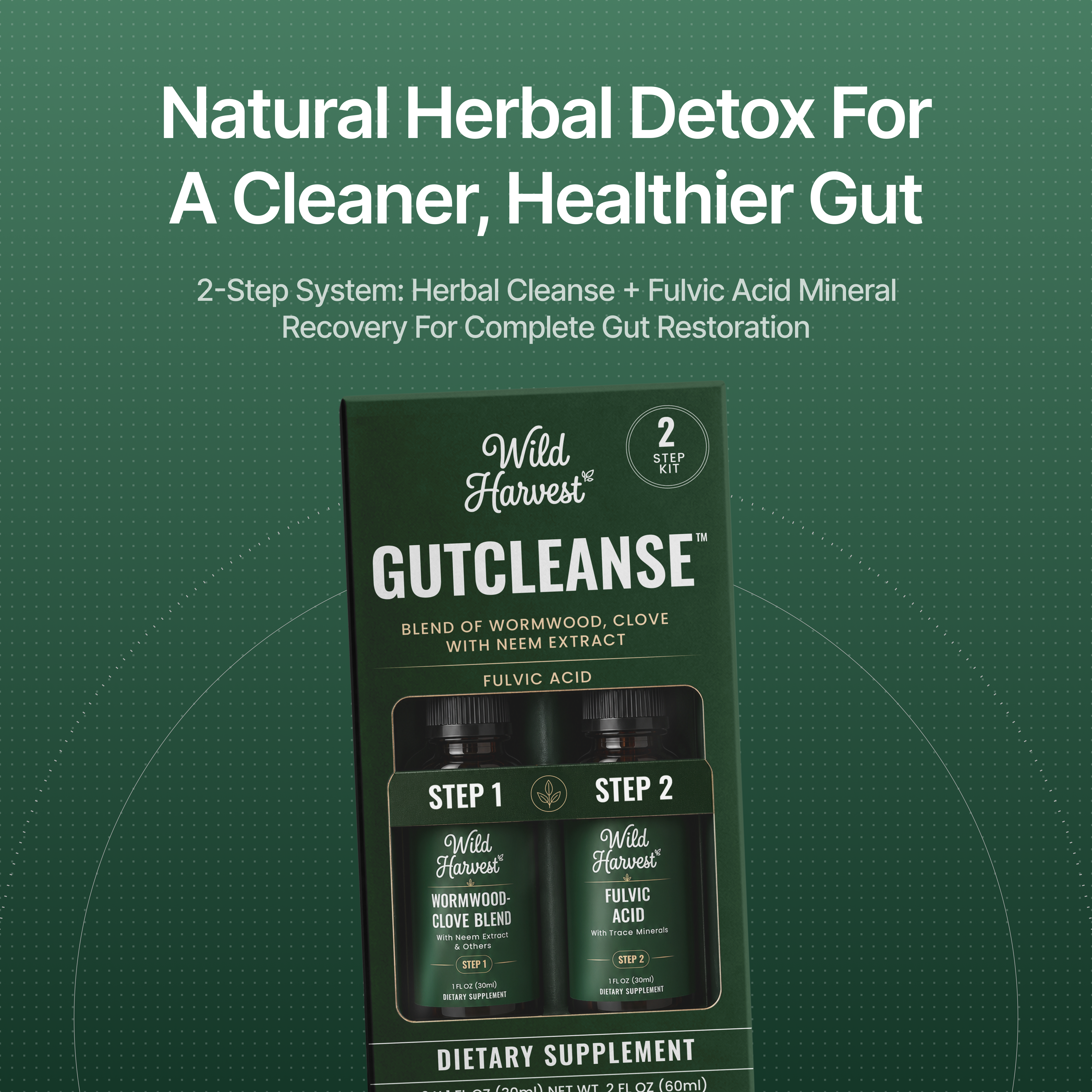 Wild Harvest® GutCleanse 2-Step Parasite Cleanse Kit - Natural Herbal Detox for a Cleaner, Healthier Gut