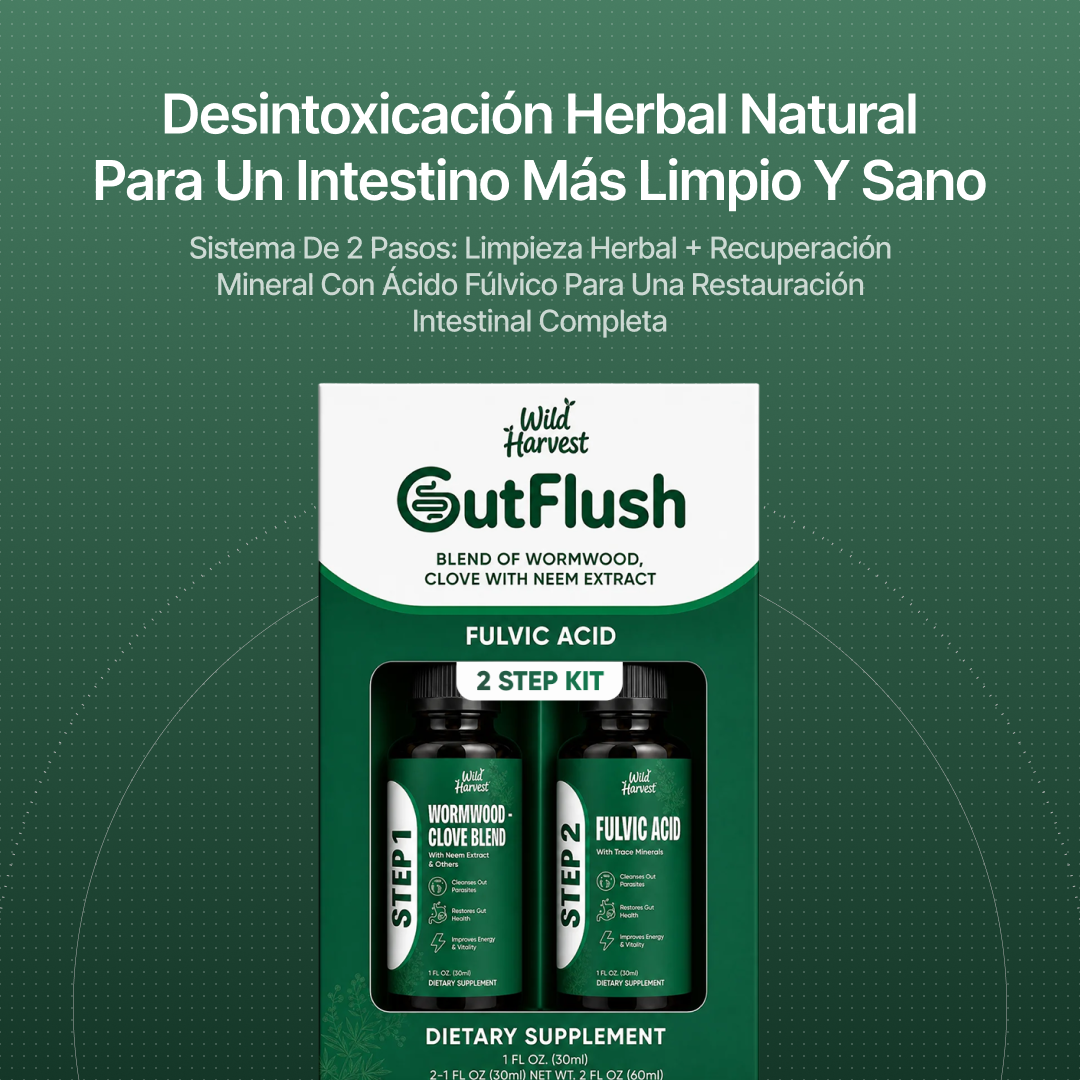 WildHarvest™ Kit de limpieza intestinal en 2 pasos GutFlush – Desintoxicación herbal natural para un intestino más limpio y saludable