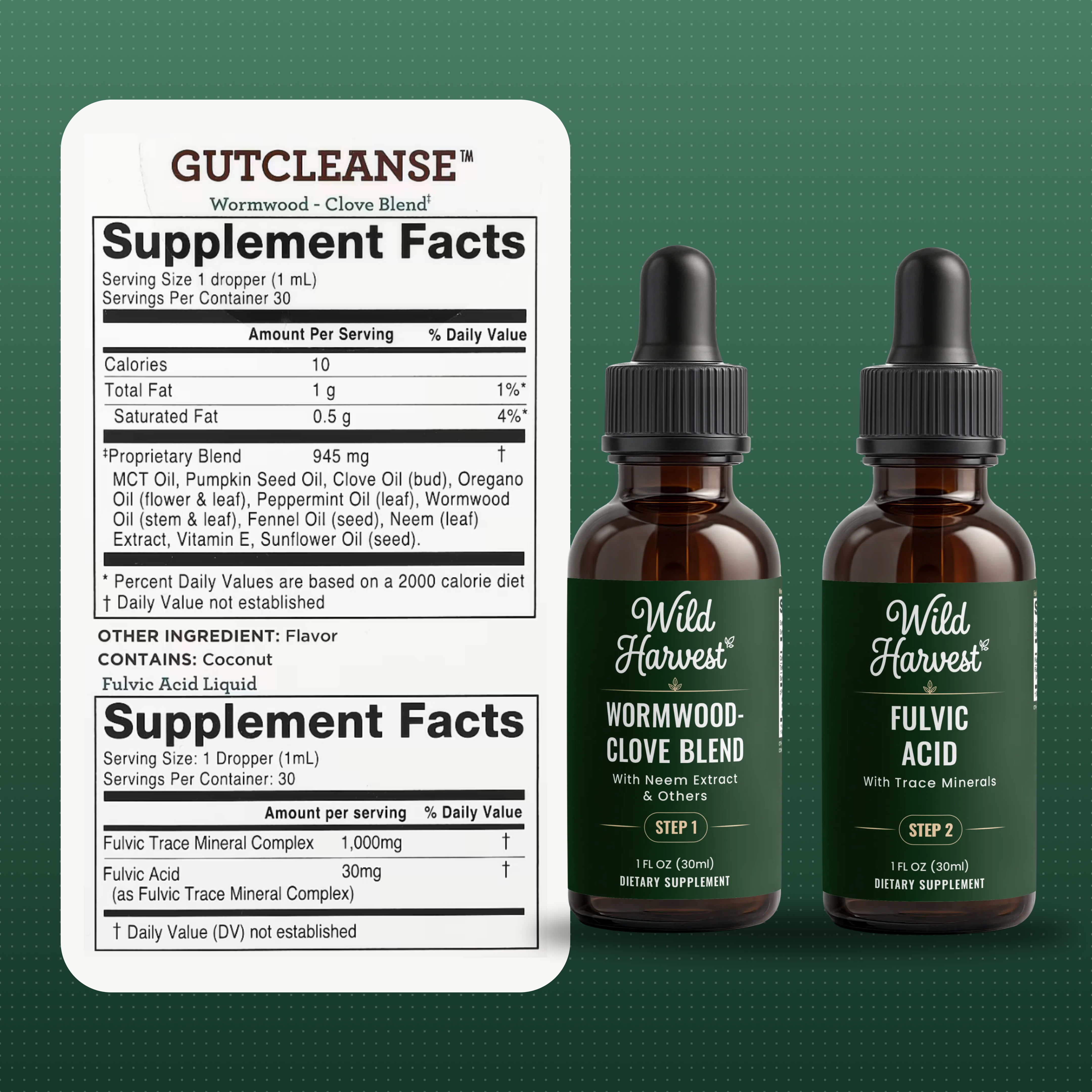Wild Harvest® GutCleanse 2-Step Parasite Cleanse Kit - Natural Herbal Detox for a Cleaner, Healthier Gut