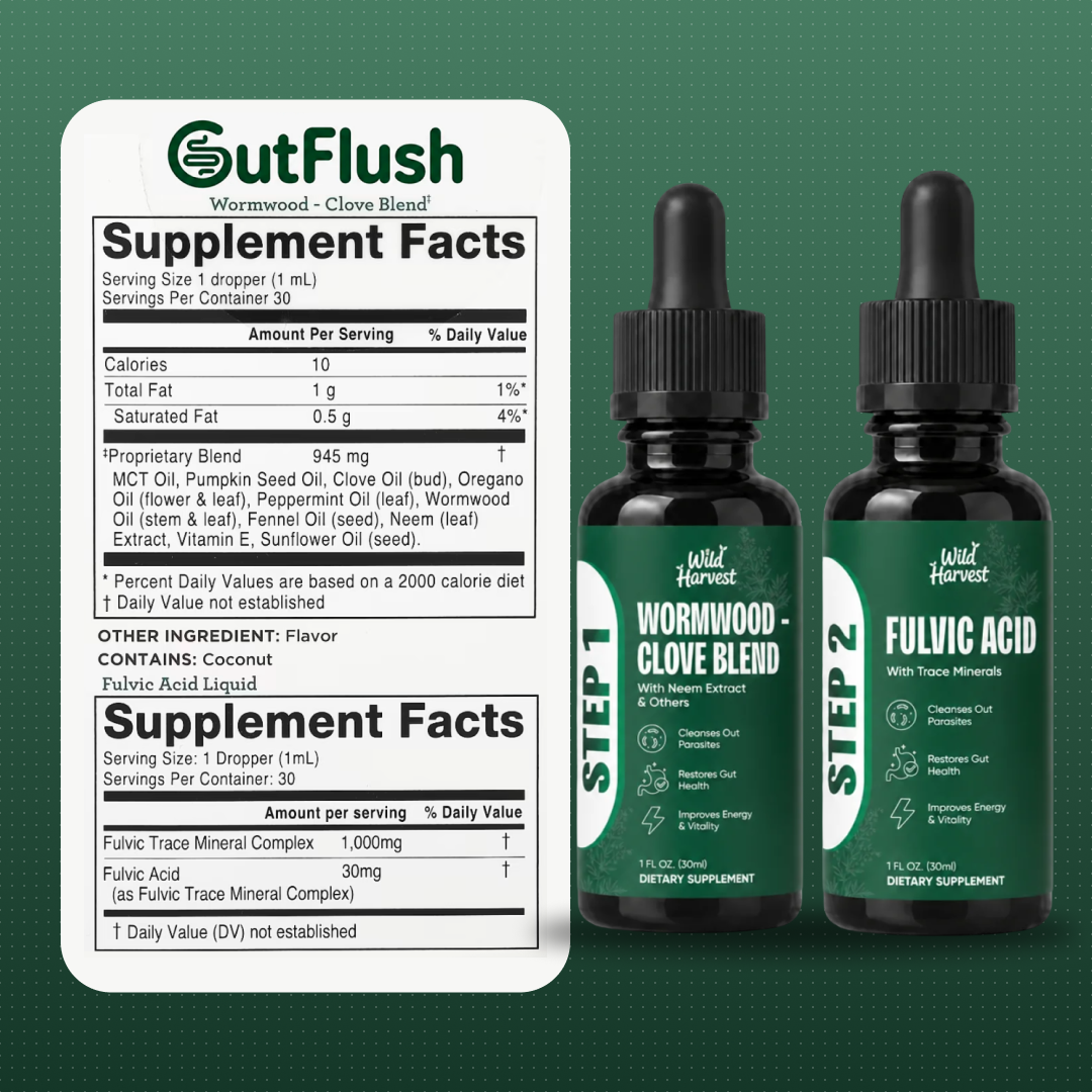 WildHarvest™ Kit de limpieza intestinal en 2 pasos GutFlush – Desintoxicación herbal natural para un intestino más limpio y saludable